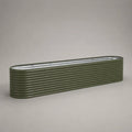 Jardinière extérieure rectangulaire en acier galvanisé vert olive nervuré 120x35x35 cm