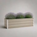 Jardinière rectangulaire extérieure en acier galvanisé beige bac à fleurs nervuré 120 x 35 x 35 cm