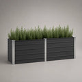 Jardinière rectangulaire 180 cm en acier galvanisé gris anthracite avec bac de plantation surélevé