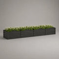 Jardinière rectangulaire 180 cm en acier galvanisé noir avec bac de plantation extérieur