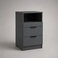 Table de chevet 3 tiroirs avec niche ouverte en MDF noir 50 x 40 x 70 cm