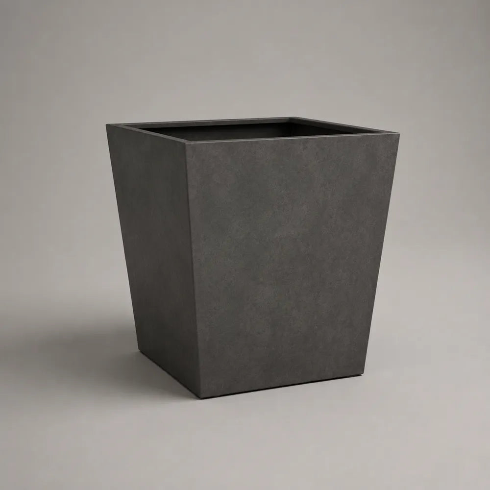 Pot de fleurs carré extérieur en fibre de verre gris anthracite 50 x 50 x 45 cm