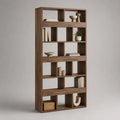 Bibliothèque sur pied 100 cm en MDF effet noyer marron avec étagères ouvertes rectangulaire