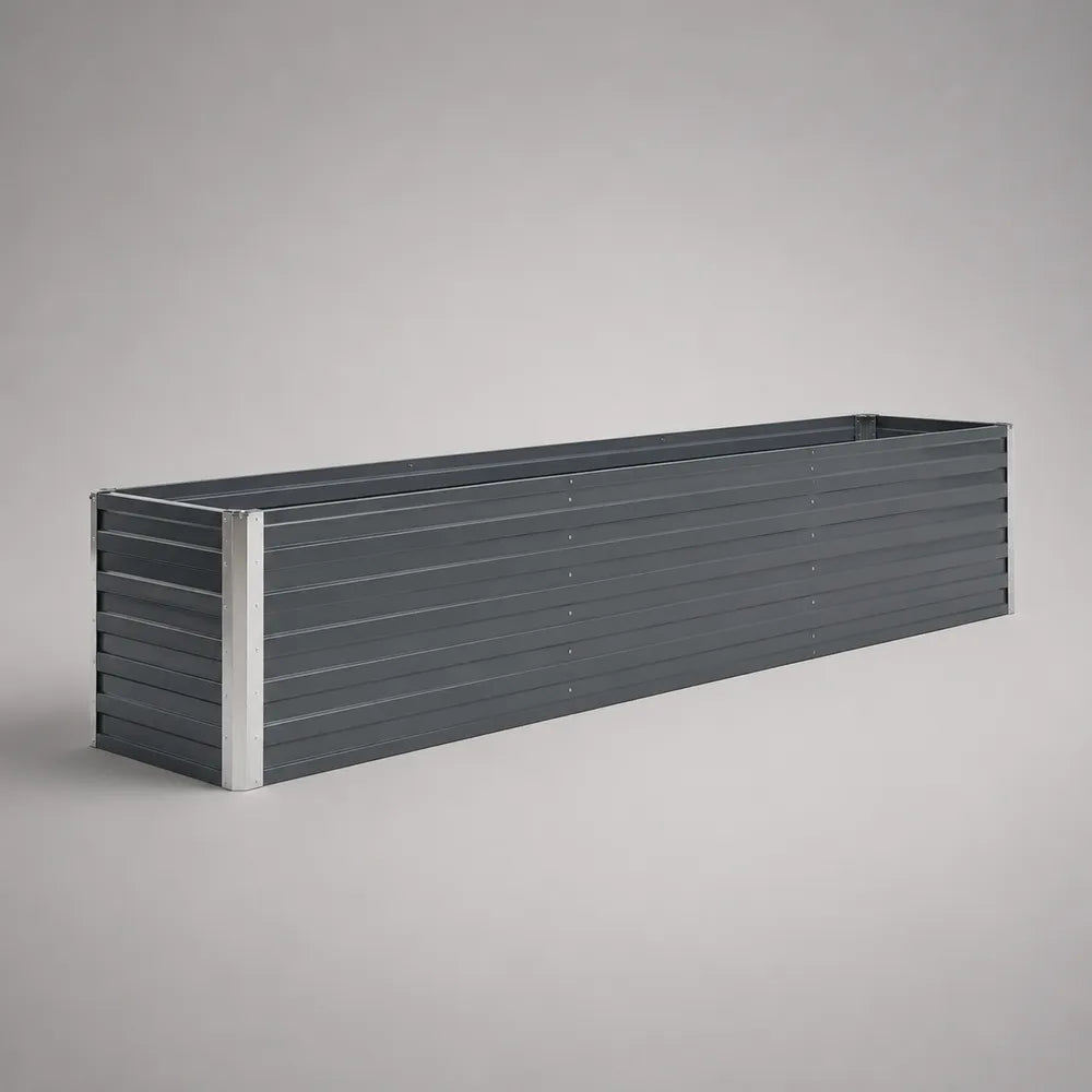 Jardinière rectangulaire extérieure en acier galvanisé gris avec bac surélevé 120 x 40 x 36 cm