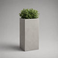 Pot de fleurs rectangulaire extérieur en béton fibré gris 40 x 40 x 60 cm