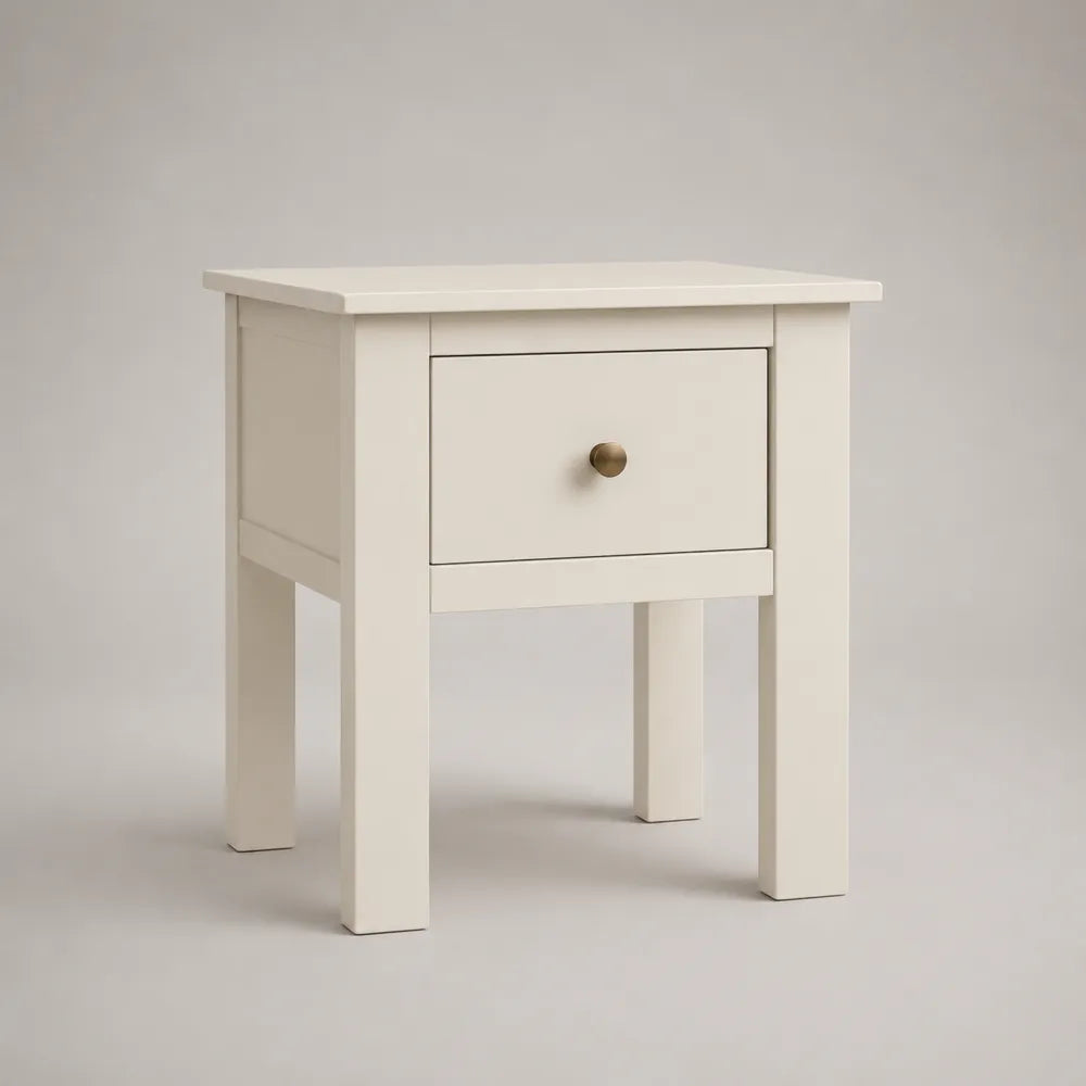 Table de chevet 1 tiroir en MDF blanc avec pieds droits 45 x 35 x 60 cm